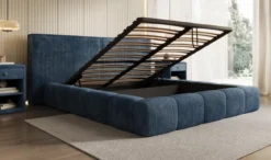 Designer Polsterbett Elise in Cord mit Stauraum