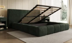 Designer Polsterbett Elise in Cord mit Stauraum