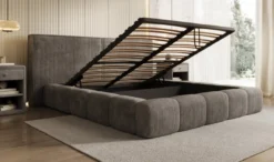 Designer Polsterbett Elise in Cord mit Stauraum