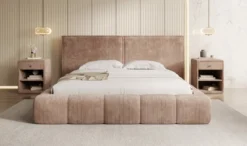 Designer Polsterbett Elise in Cord mit Stauraum