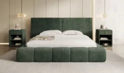 Designer Polsterbett Elise in Cord mit Stauraum
