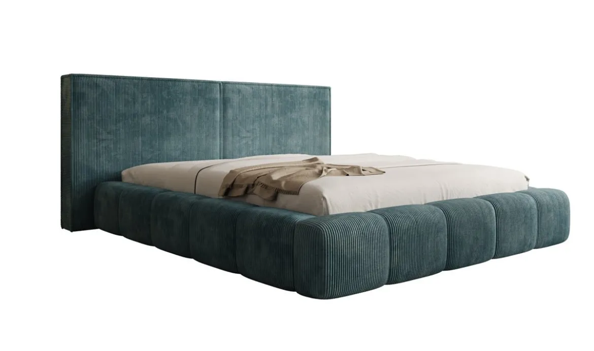 Designer Polsterbett Elise in Cord mit Stauraum