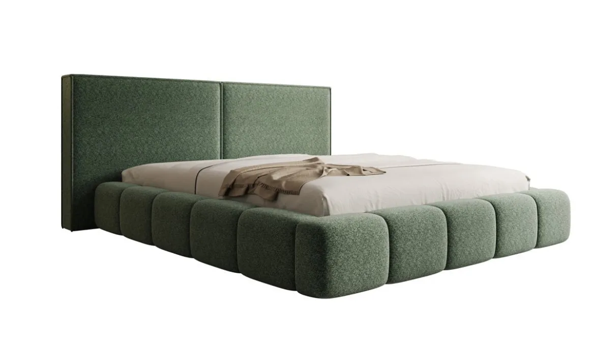 Designer Polsterbett Elise in Strukturstoff mit Stauraum