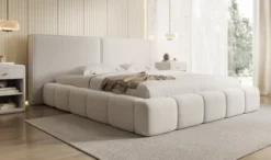 Designer Polsterbett Elise in Strukturstoff mit Stauraum
