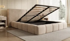 Designer Polsterbett Elise in Samt mit Stauraum