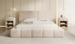 Designer Polsterbett Elise in Samt mit Stauraum