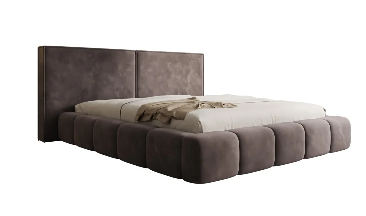 Designer Polsterbett Elise in Samt mit Stauraum