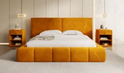 Designer Polsterbett Elise in Samt mit Stauraum