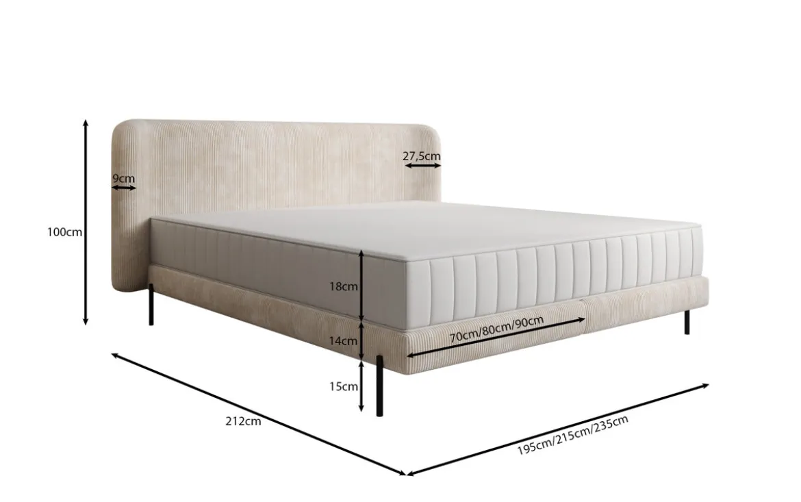 Designer Polsterbett Enna in Cord