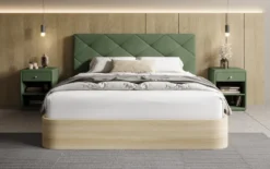 Designer Polsterbett Fiore Caro in Stoff mit Stauraum