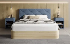 Designer Polsterbett Fiore Caro in Stoff mit Stauraum