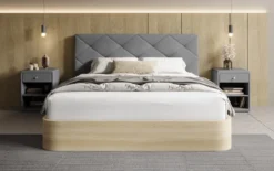 Designer Polsterbett Fiore Caro in Stoff mit Stauraum
