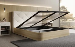 Designer Polsterbett Fiore Caro in Stoff mit Stauraum