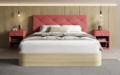 Designer Polsterbett Fiore Caro in Stoff mit Stauraum