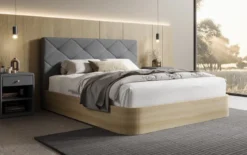 Designer Polsterbett Fiore Caro in Stoff mit Stauraum
