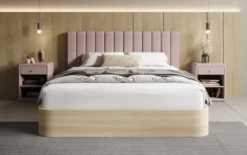 Designer Polsterbett Fiore Linea in Stoff mit Stauraum