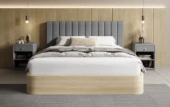 Designer Polsterbett Fiore Linea in Stoff mit Stauraum