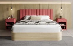 Designer Polsterbett Fiore Linea in Stoff mit Stauraum