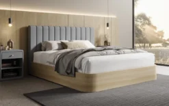 Designer Polsterbett Fiore Linea in Stoff mit Stauraum