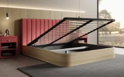 Designer Polsterbett Fiore Linea in Stoff mit Stauraum