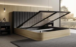 Designer Polsterbett Fiore Linea in Stoff mit Stauraum
