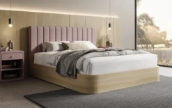 Designer Polsterbett Fiore Linea in Stoff mit Stauraum