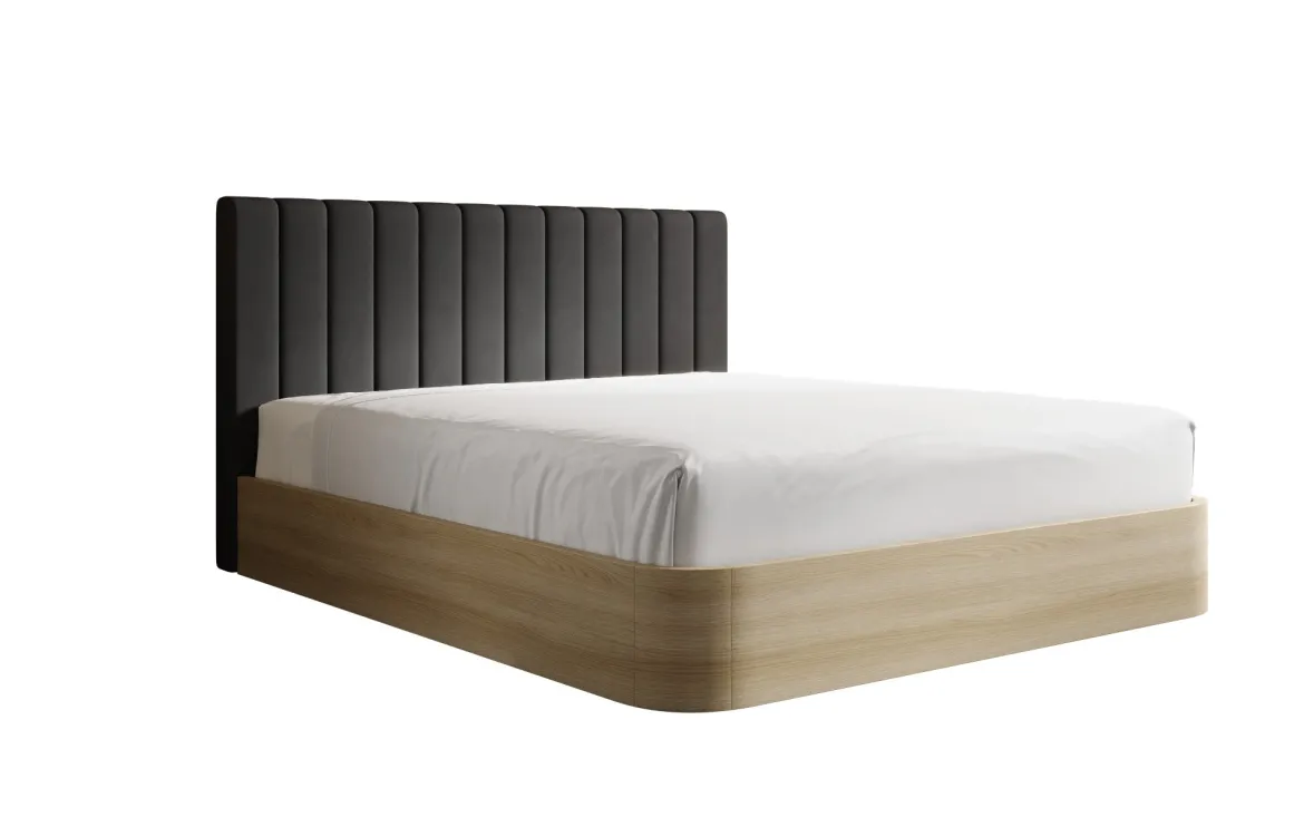 Designer Polsterbett Fiore Linea in Stoff mit Stauraum