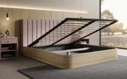 Designer Polsterbett Fiore Linea in Stoff mit Stauraum
