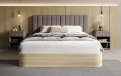 Designer Polsterbett Fiore Linea in Stoff mit Stauraum