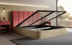 Designer Polsterbett Fiore Piano in Stoff mit Stauraum