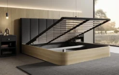 Designer Polsterbett Fiore Piano in Stoff mit Stauraum