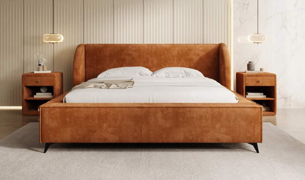 Designer Polsterbett Freya Cord mit Stauraum