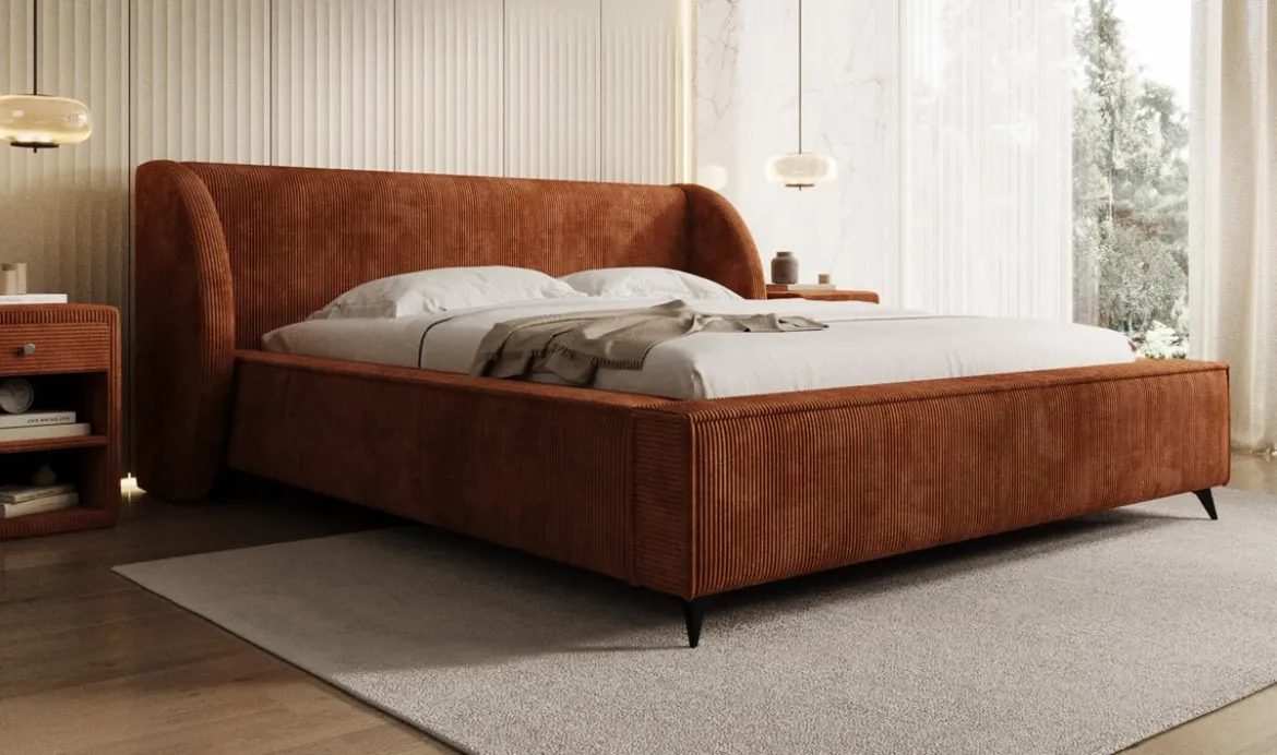 Designer Polsterbett Freya Cord mit Stauraum