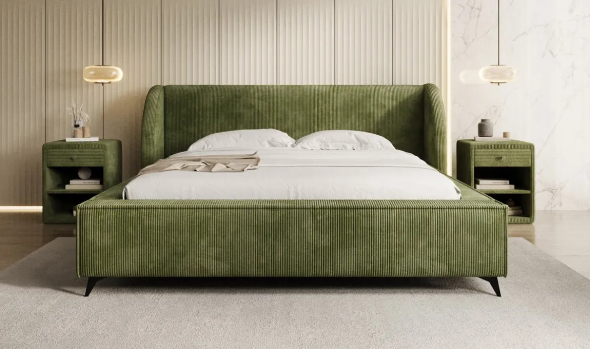 Designer Polsterbett Freya Cord mit Stauraum