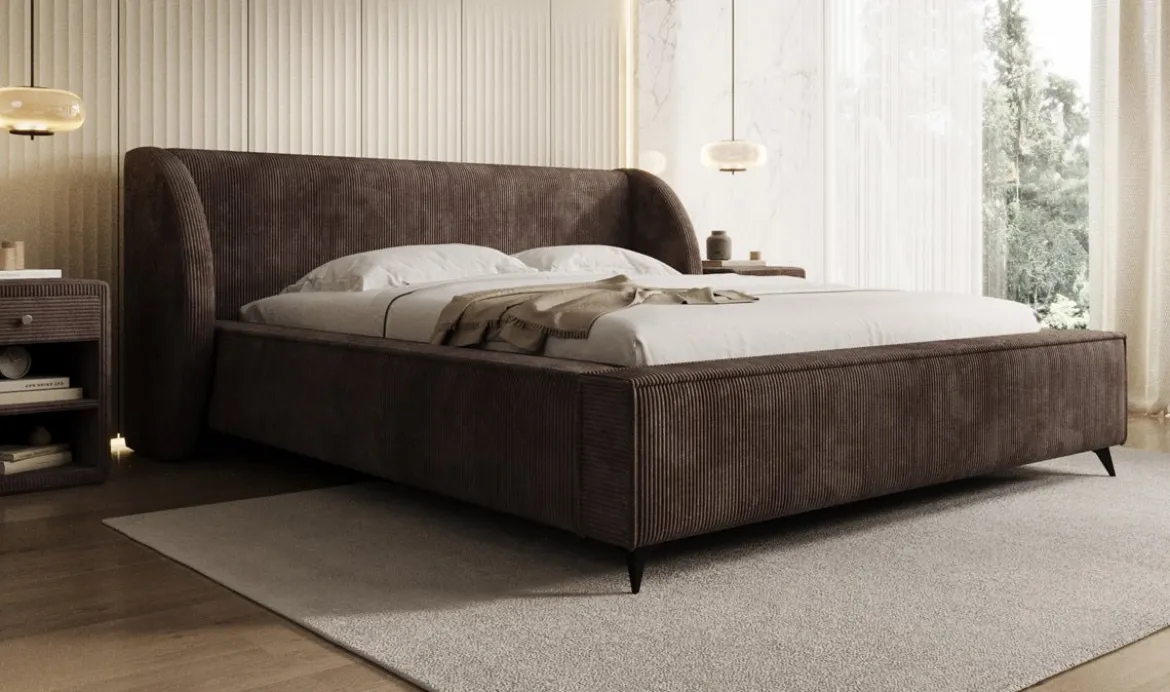 Designer Polsterbett Freya Cord mit Stauraum