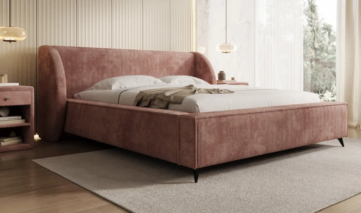 Designer Polsterbett Freya Cord mit Stauraum