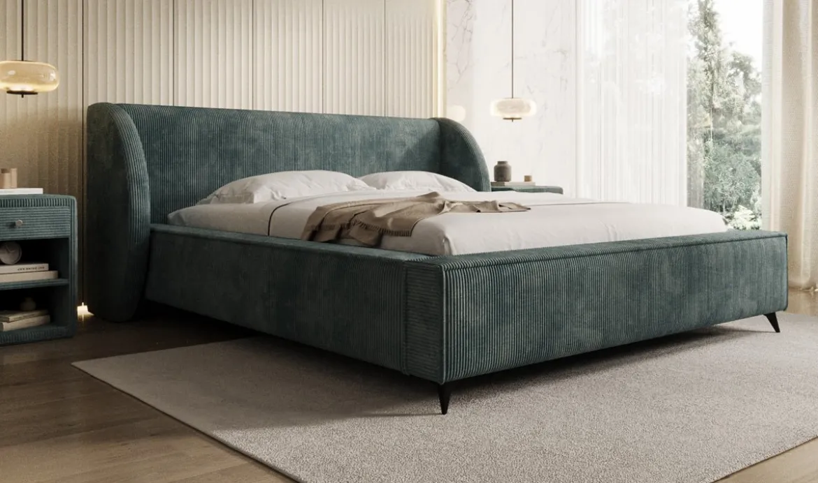 Designer Polsterbett Freya Cord mit Stauraum