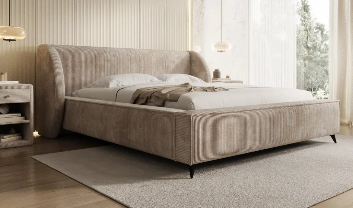 Designer Polsterbett Freya Cord mit Stauraum