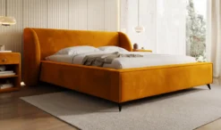 Designer Polsterbett Freya in Samt mit Stauraum