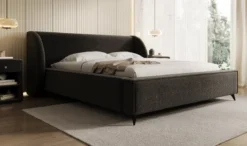 Designer Polsterbett Freya in Strukturstoff mit Stauraum