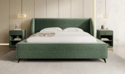 Designer Polsterbett Freya in Strukturstoff mit Stauraum