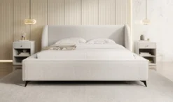 Designer Polsterbett Freya in Strukturstoff mit Stauraum