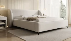 Designer Polsterbett Freya in Strukturstoff mit Stauraum