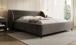 Designer Polsterbett Freya in Strukturstoff mit Stauraum