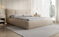 Designer Polsterbett Gioia in Teddy Bouclé mit Stauraum