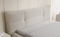 Designer Polsterbett Gioia in Teddy Bouclé mit Stauraum