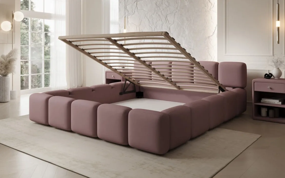 Designer Polsterbett Giulia Stoff mit Stauraum