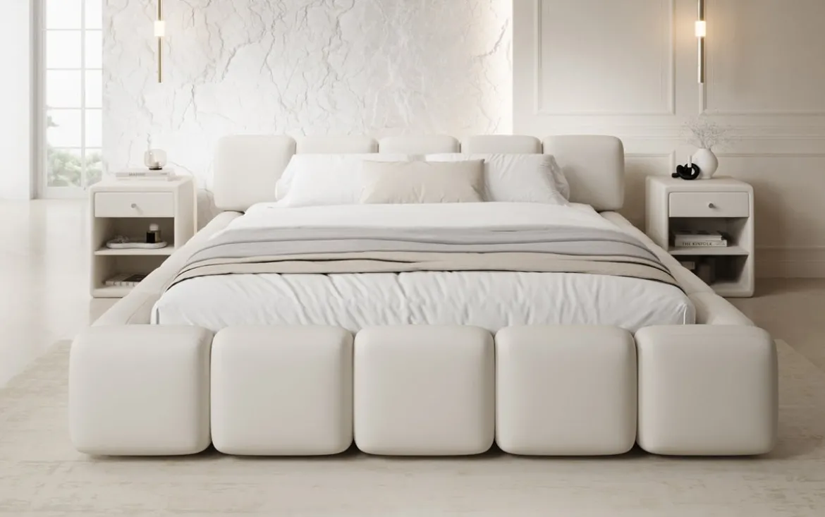 Designer Polsterbett Giulia Stoff mit Stauraum