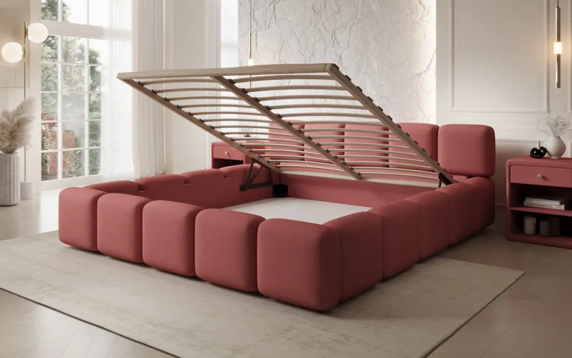 Designer Polsterbett Giulia Stoff mit Stauraum