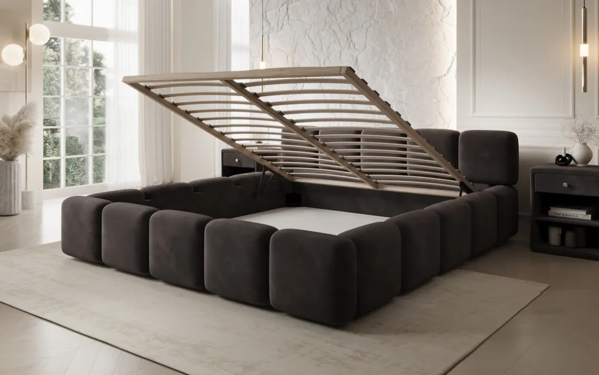 Designer Polsterbett Giulia Samt mit Stauraum